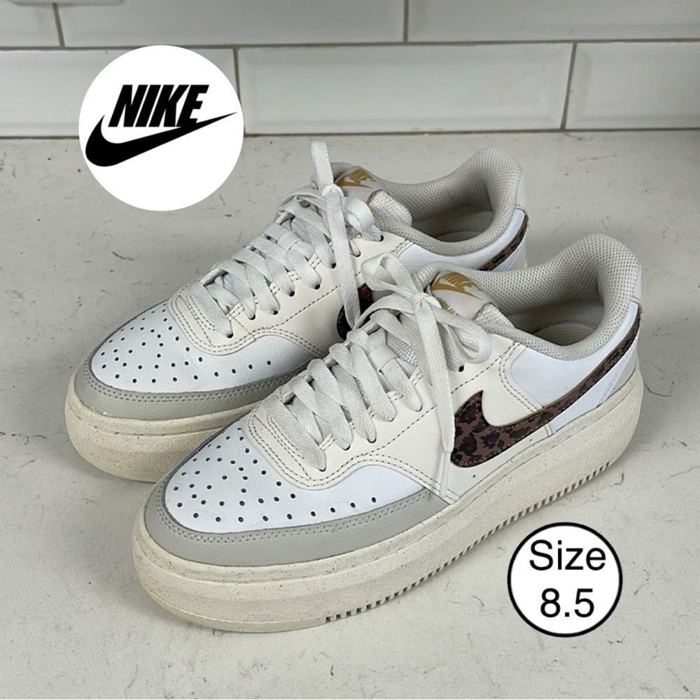 Nike Court Vision Alta Platform Shoes White Leopard DO2791 100 Women Size 8.5